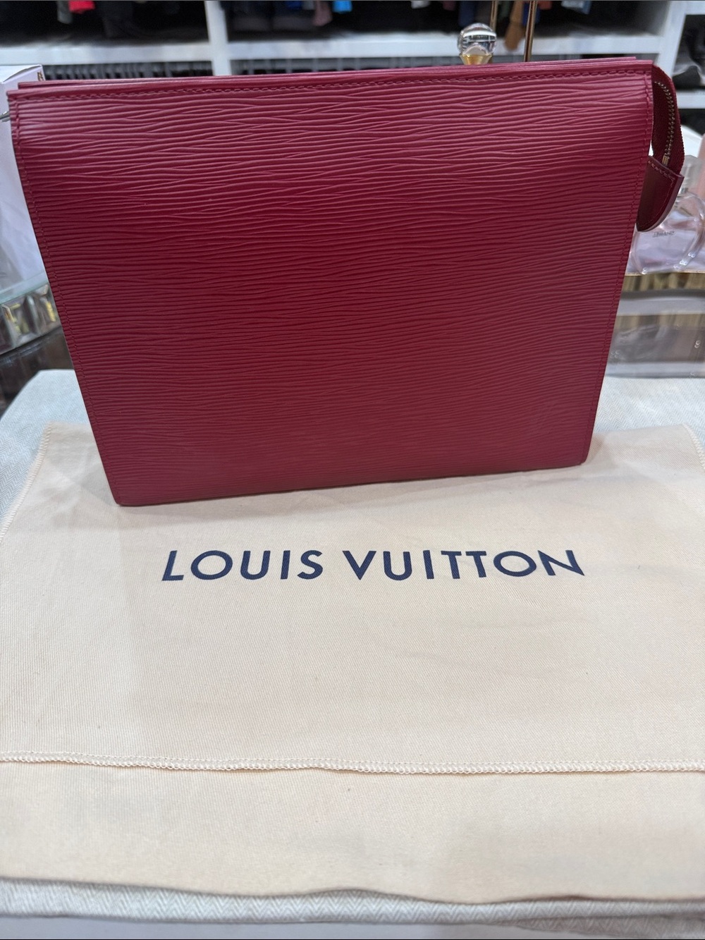 Louis Vuitton Burgundy Epi Leather Zip Makeup Pouch